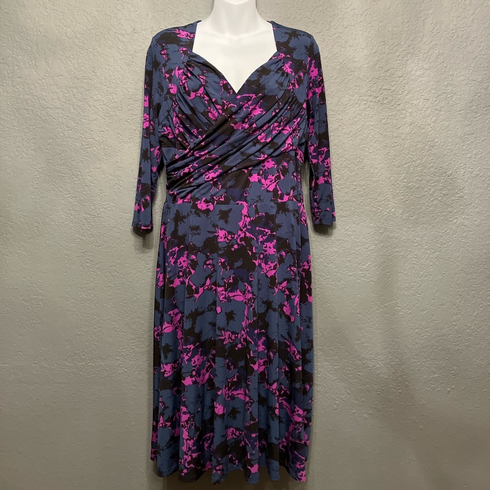 Beautiful dark blue, purply pink, black dress